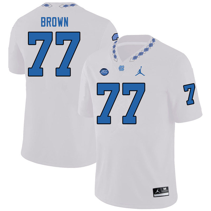 Jordan Brand Men #77 Noland Brown North Carolina Tar Heels College Football Jerseys Sale-White